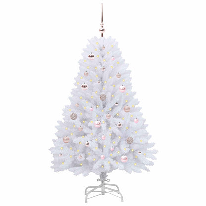 Artificial Hinged Christmas Tree White 150 cm PVC and Steel