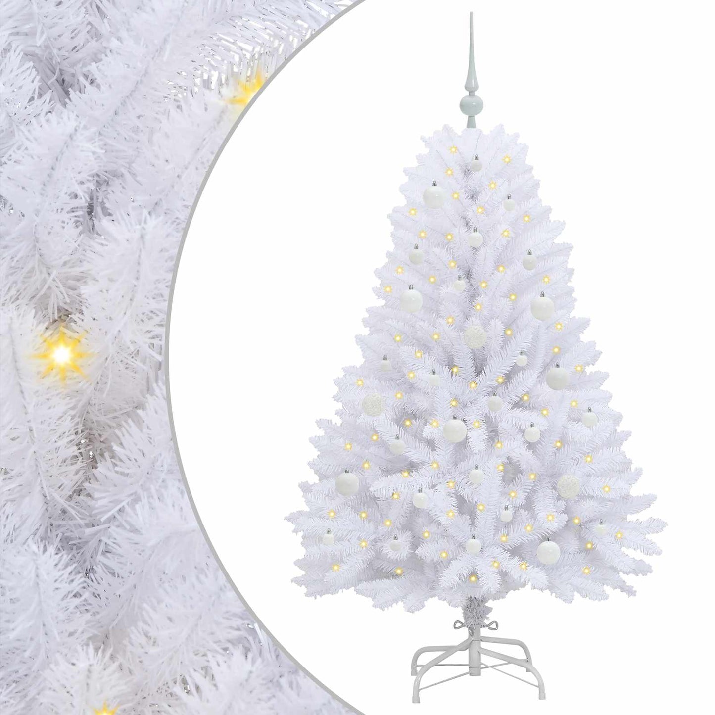 Artificial Hinged Christmas Tree White 150 cm PVC and Steel