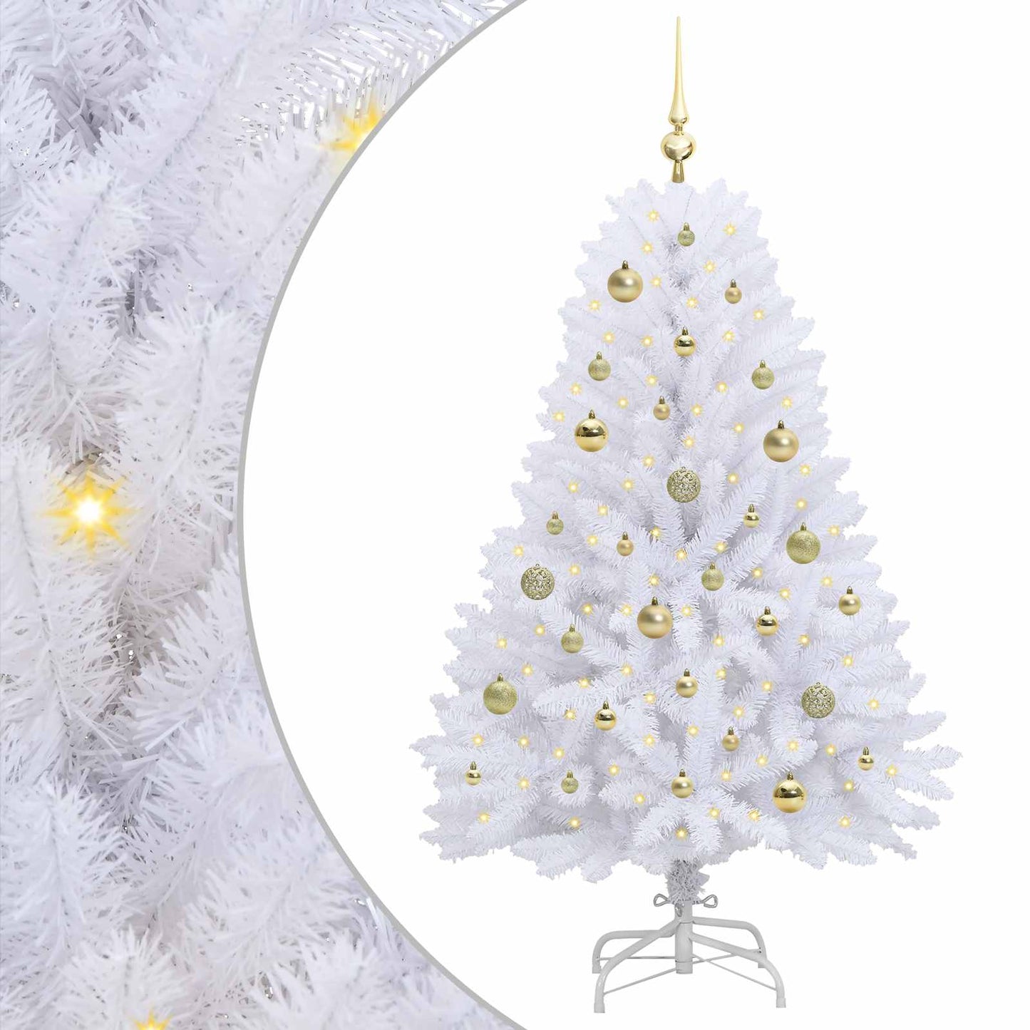 Artificial Hinged Christmas Tree White 150 cm PVC and Steel