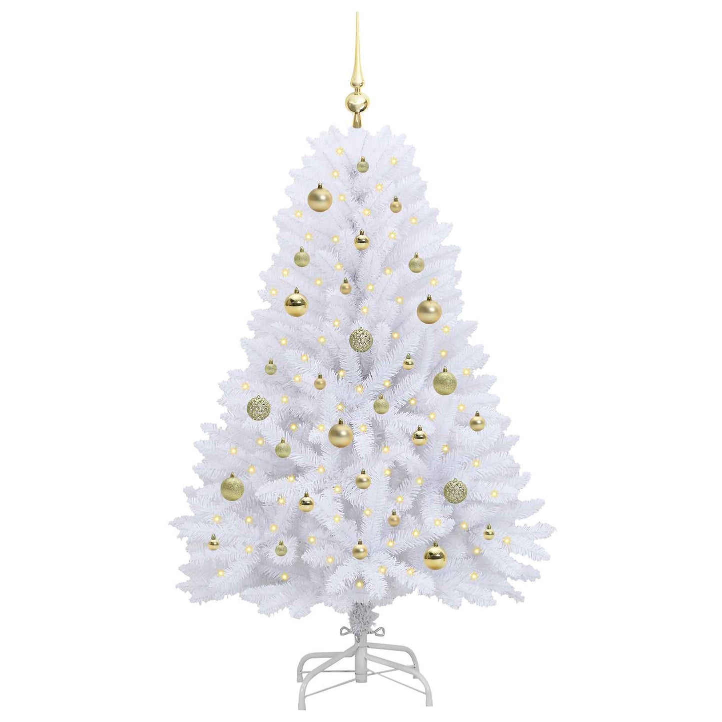Artificial Hinged Christmas Tree White 150 cm PVC and Steel