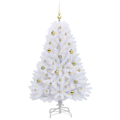 Artificial Hinged Christmas Tree White 150 cm PVC and Steel