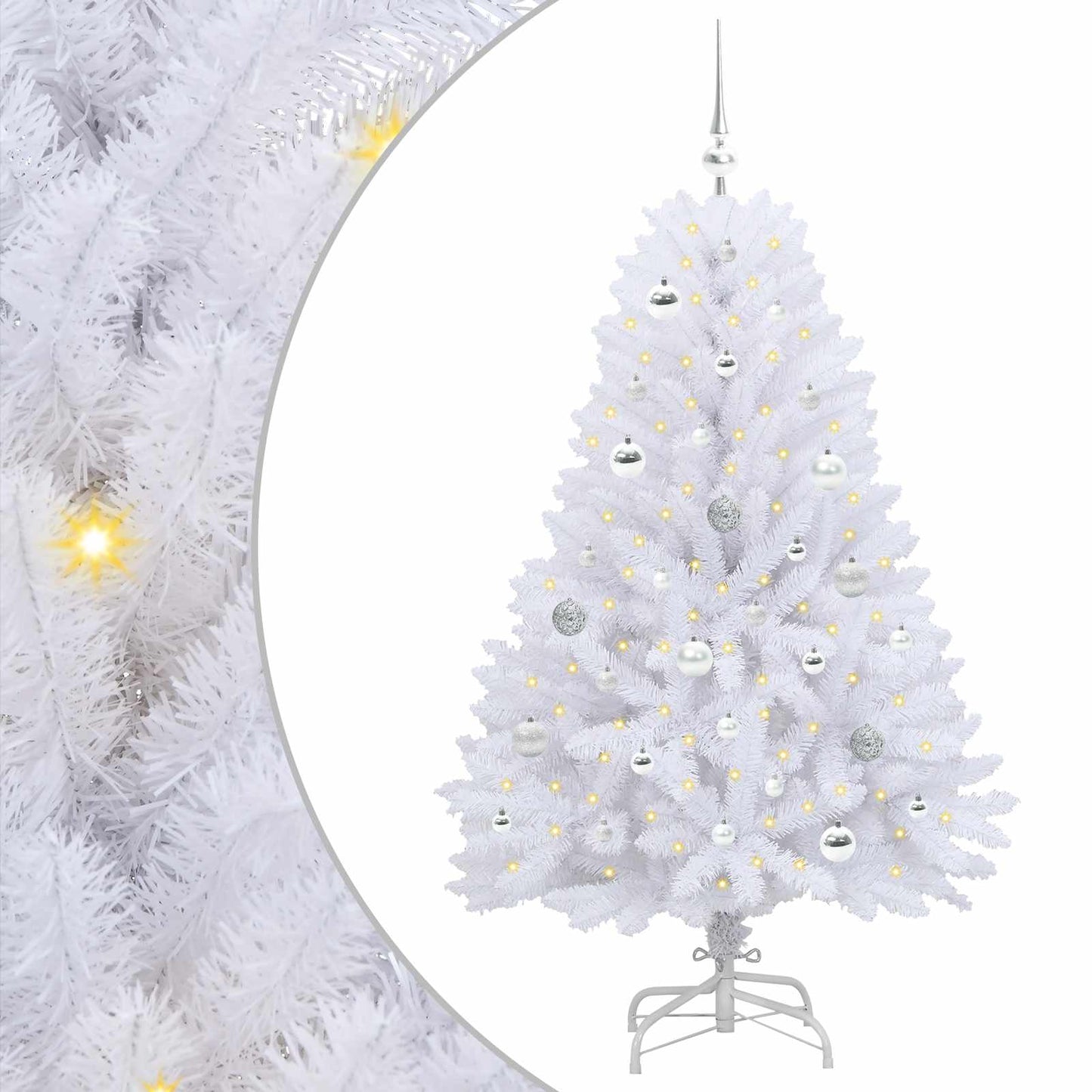 Artificial Hinged Christmas Tree White 150 cm PVC and Steel