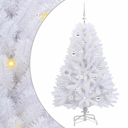 Artificial Hinged Christmas Tree White 150 cm PVC and Steel