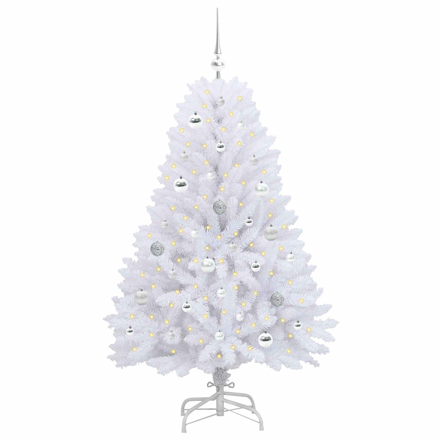 Artificial Hinged Christmas Tree White 150 cm PVC and Steel