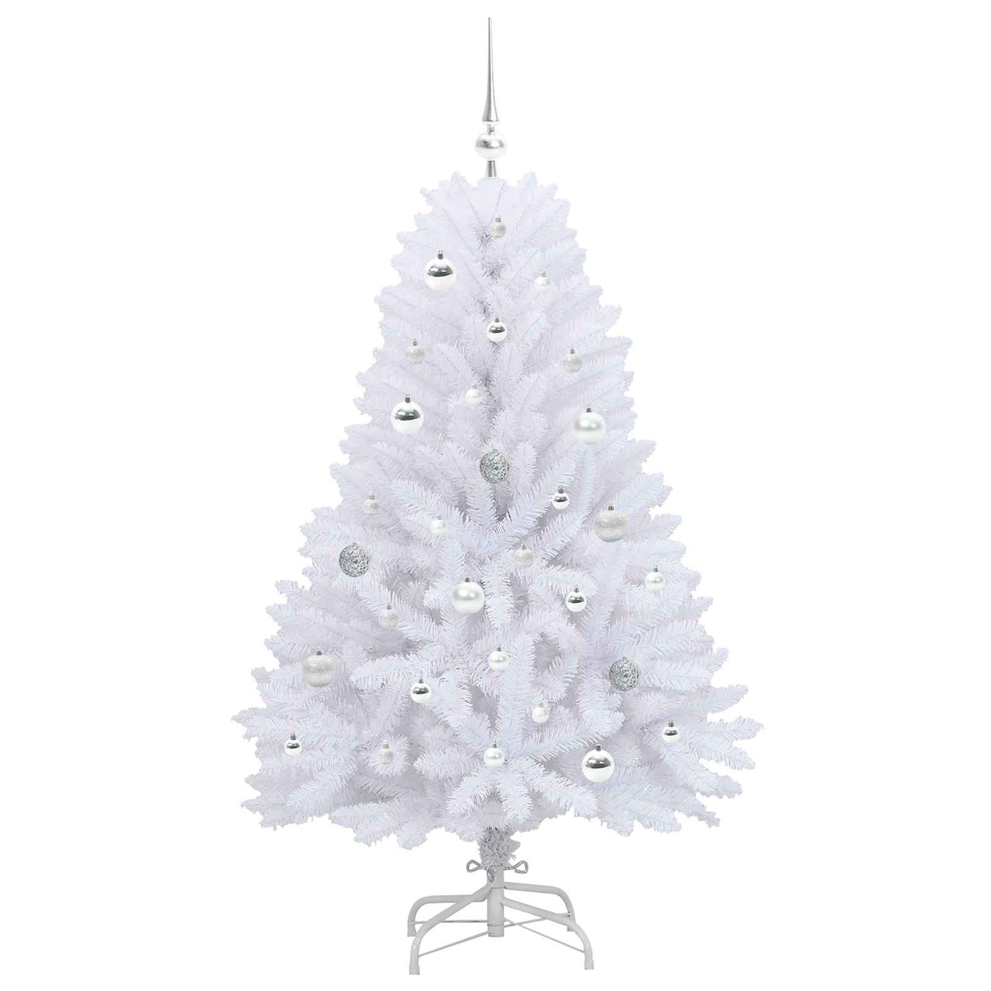 Artificial Hinged Christmas Tree White 150 cm PVC and Steel
