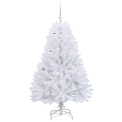 Artificial Hinged Christmas Tree White 150 cm PVC and Steel