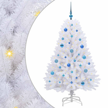 Artificial Hinged Christmas Tree White 150 cm PVC and Steel