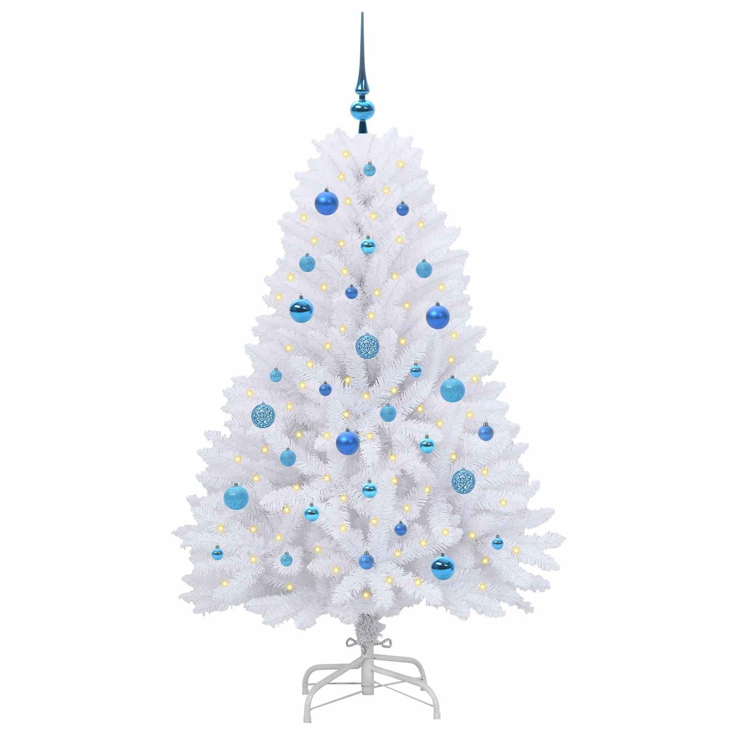 Artificial Hinged Christmas Tree White 150 cm PVC and Steel