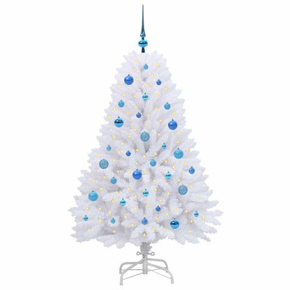Artificial Hinged Christmas Tree White 150 cm PVC and Steel