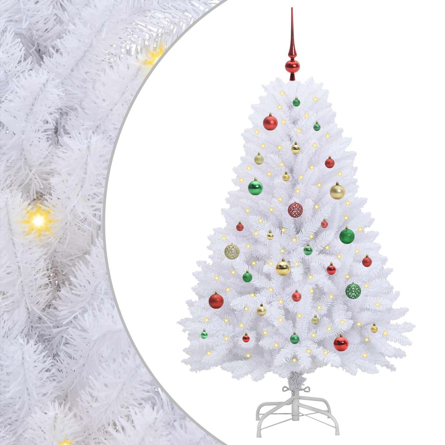 Artificial Hinged Christmas Tree White 150 cm PVC and Steel