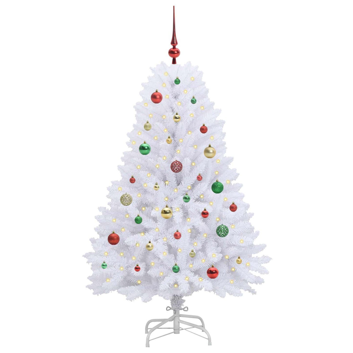 Artificial Hinged Christmas Tree White 150 cm PVC and Steel