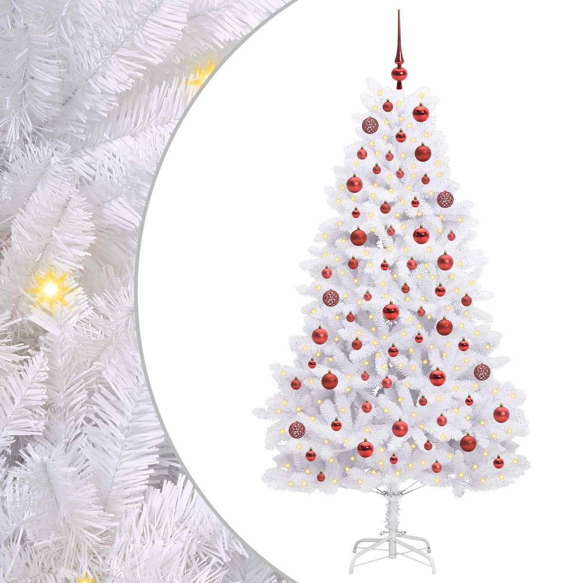 Artificial Hinged Christmas Tree White 180 cm PVC and Steel