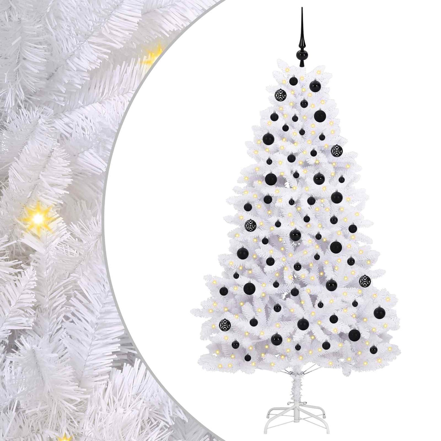 Artificial Hinged Christmas Tree White 180 cm PVC and Steel
