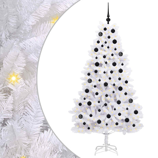 Artificial Hinged Christmas Tree White 180 cm PVC and Steel