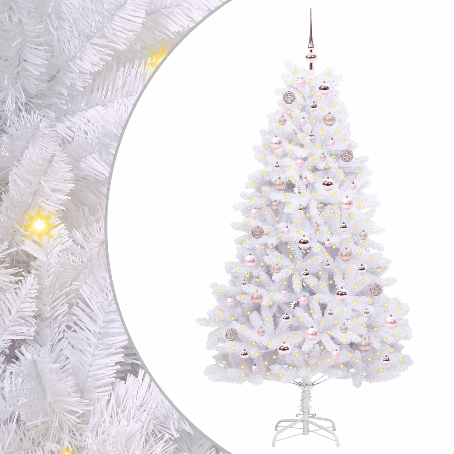 Artificial Hinged Christmas Tree White 180 cm PVC and Steel