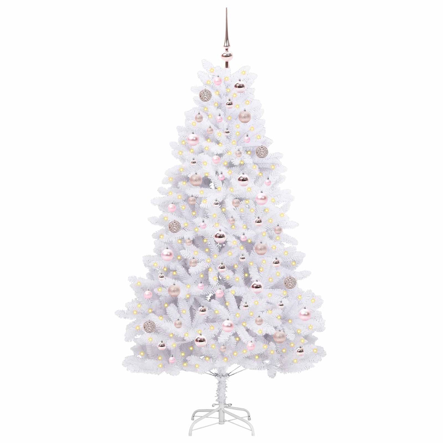 Artificial Hinged Christmas Tree White 180 cm PVC and Steel