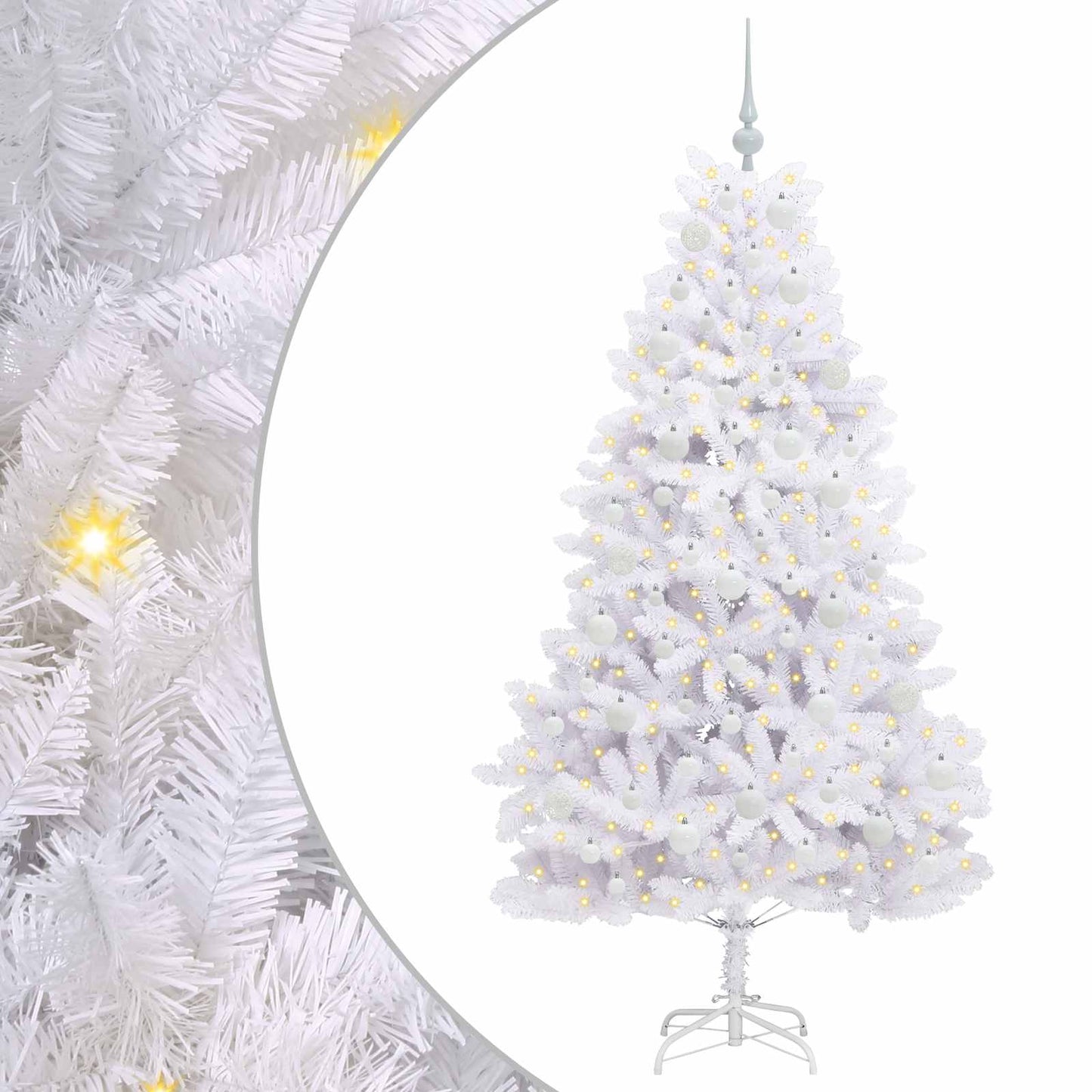Artificial Hinged Christmas Tree White 180 cm PVC and Steel