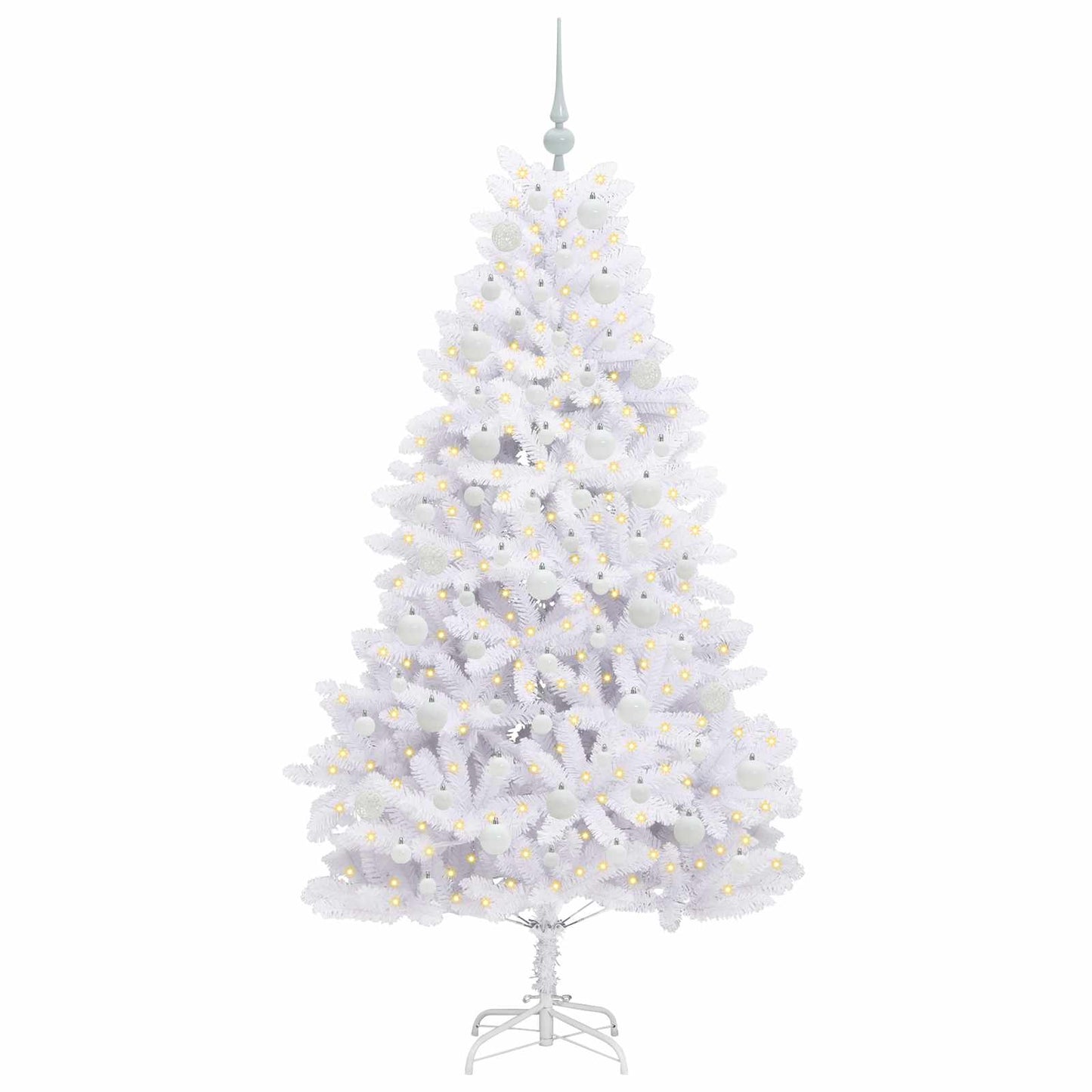 Artificial Hinged Christmas Tree White 180 cm PVC and Steel