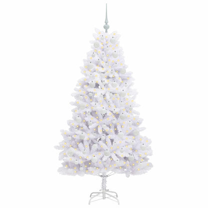 Artificial Hinged Christmas Tree White 180 cm PVC and Steel