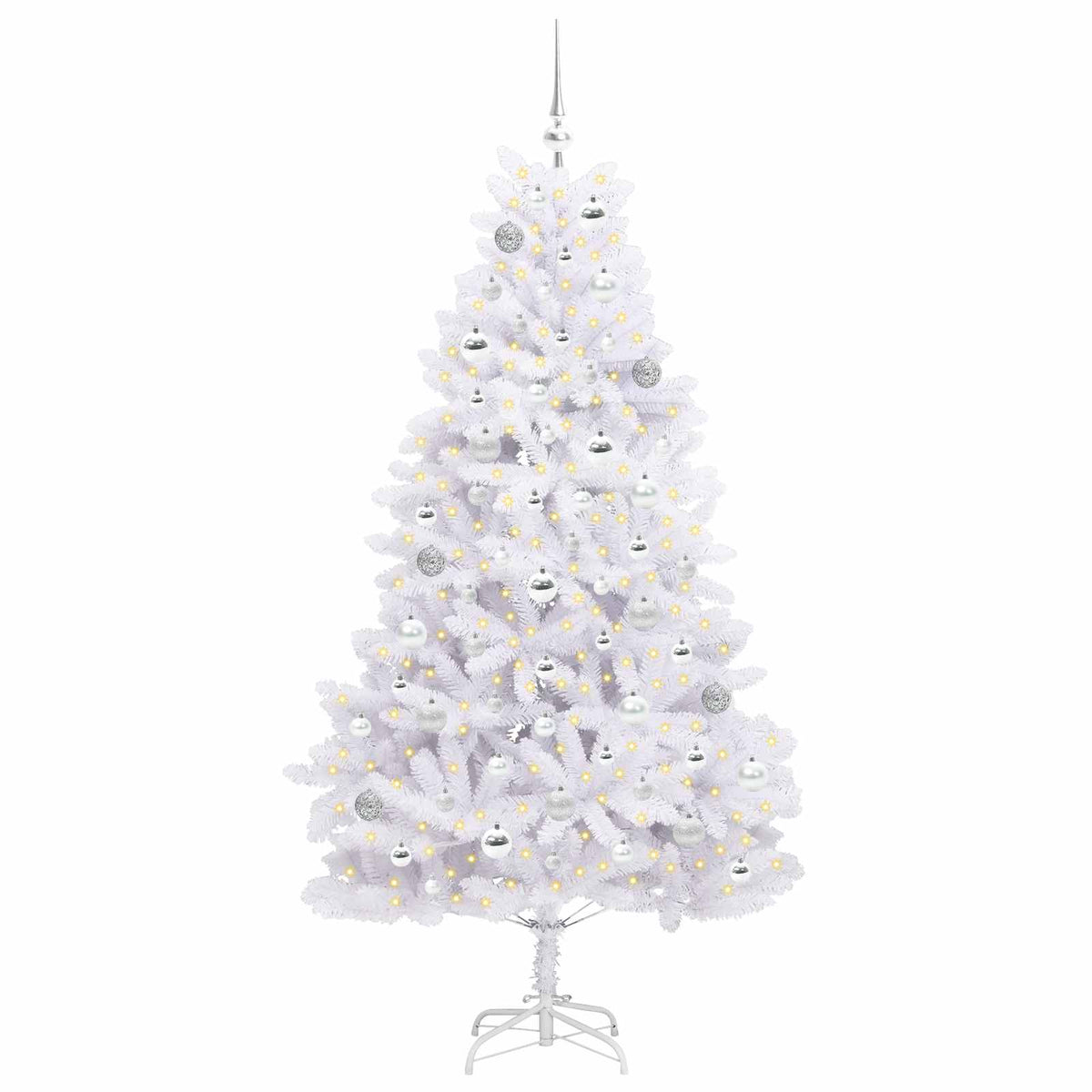 Artificial Hinged Christmas Tree White 180 cm PVC and Steel
