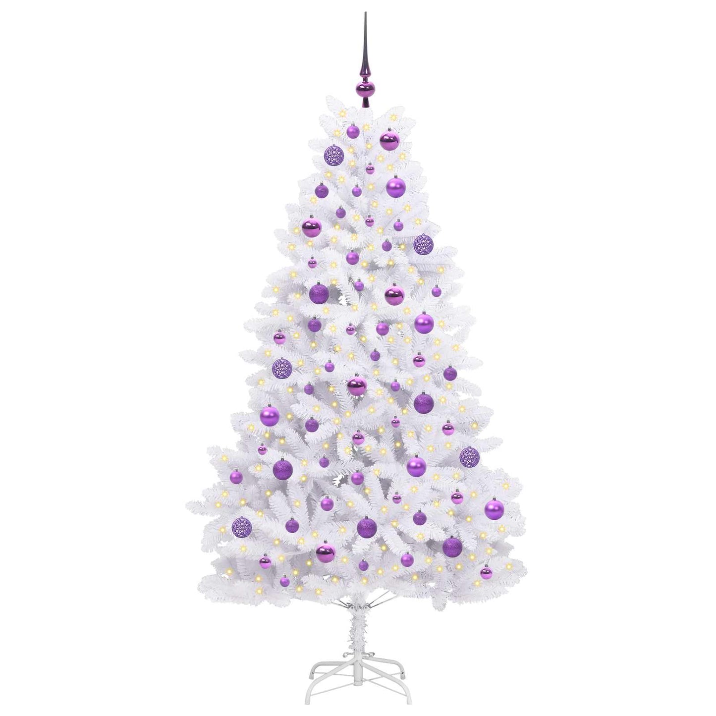 Artificial Hinged Christmas Tree White 180 cm PVC and Steel