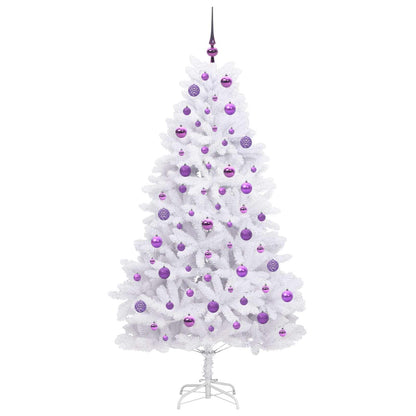 Artificial Hinged Christmas Tree White 180 cm PVC and Steel