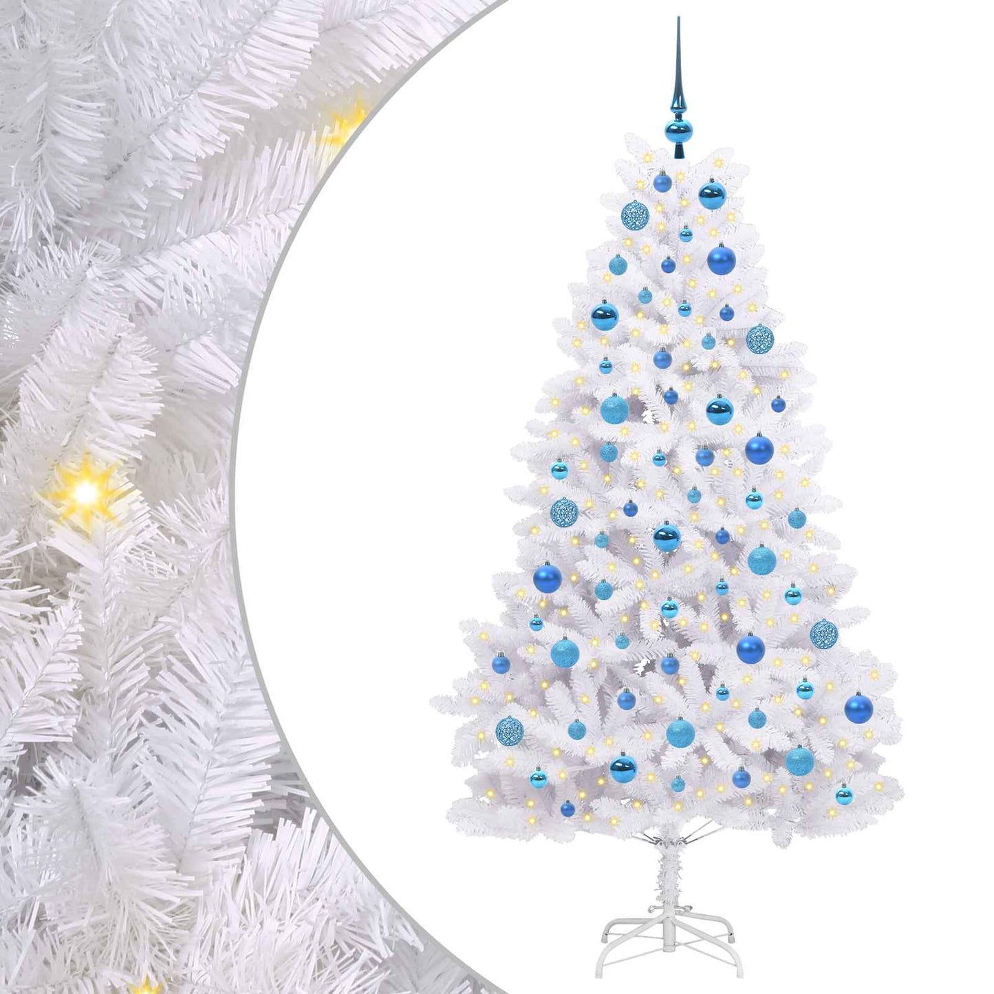 Artificial Hinged Christmas Tree White 180 cm PVC and Steel