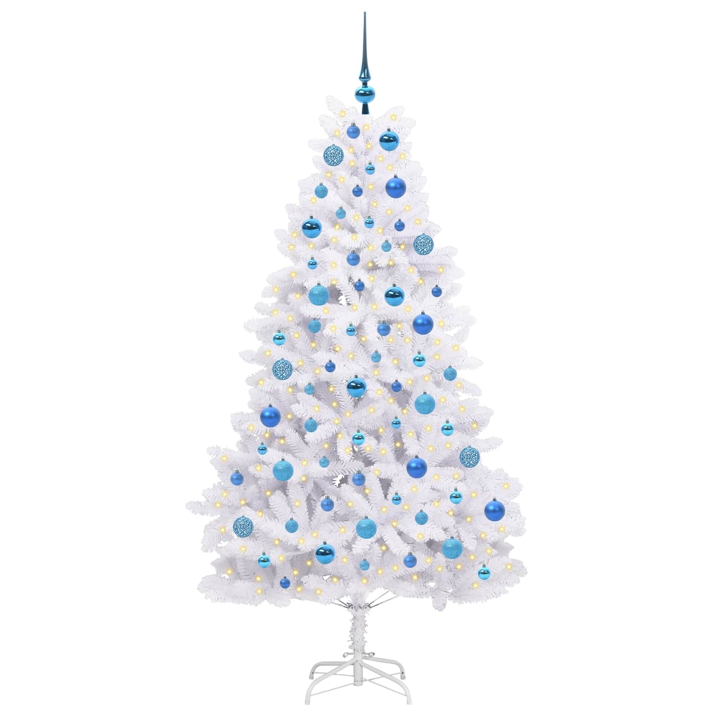 Artificial Hinged Christmas Tree White 180 cm PVC and Steel