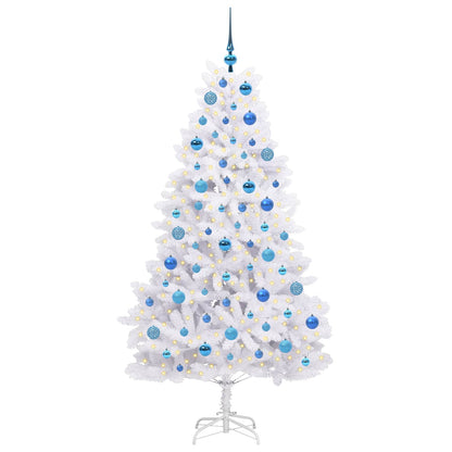 Artificial Hinged Christmas Tree White 180 cm PVC and Steel
