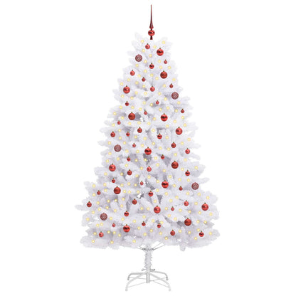 Artificial Hinged Christmas Tree White 210 cm PVC and Steel