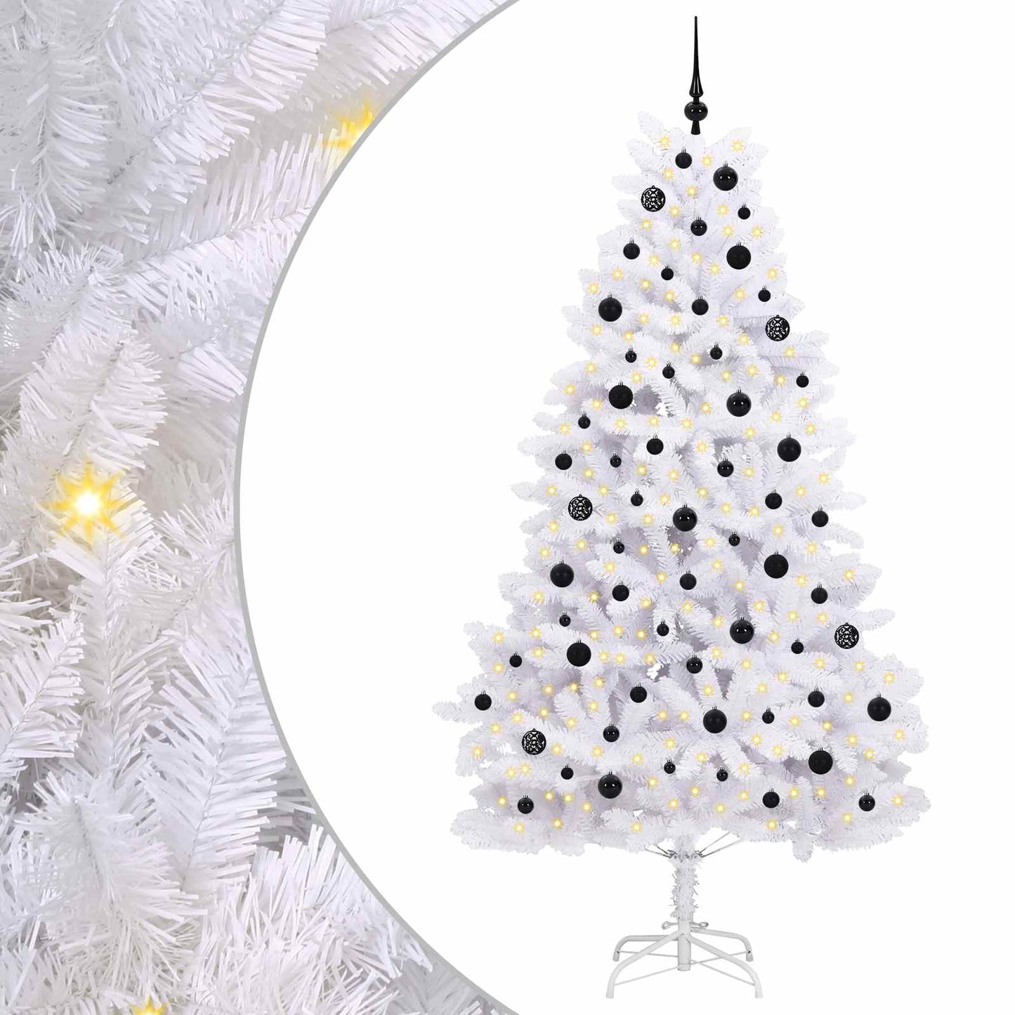 Artificial Hinged Christmas Tree White 210 cm PVC and Steel