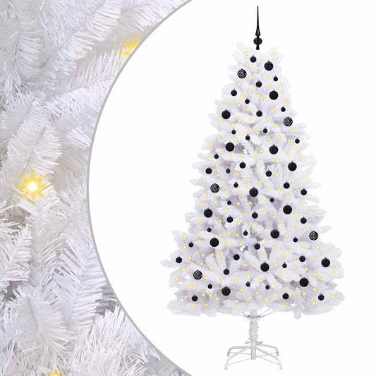 Artificial Hinged Christmas Tree White 210 cm PVC and Steel