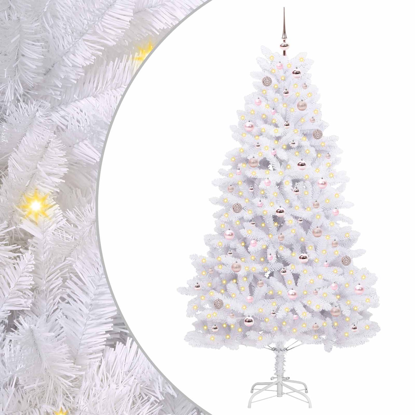 Artificial Hinged Christmas Tree White 210 cm PVC and Steel