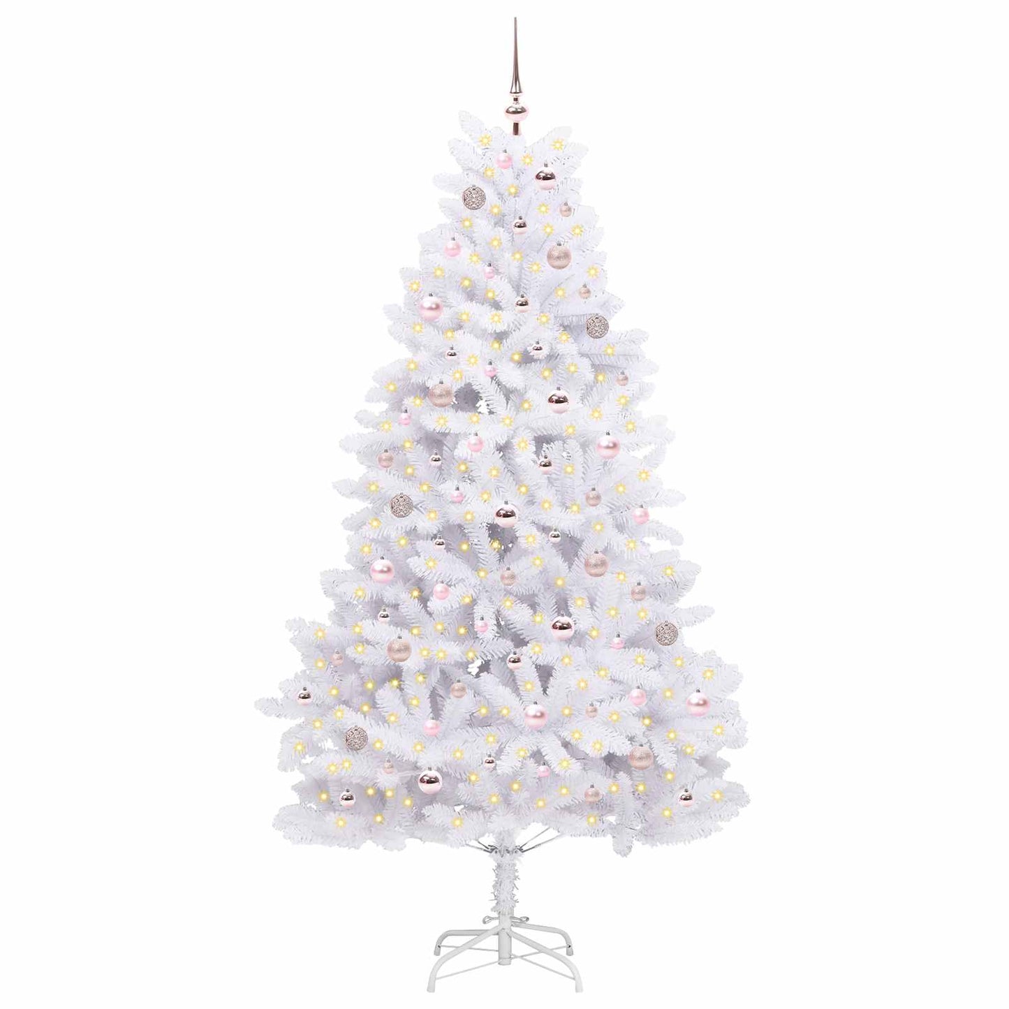 Artificial Hinged Christmas Tree White 210 cm PVC and Steel