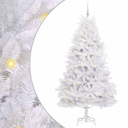 Artificial Hinged Christmas Tree White 210 cm PVC and Steel