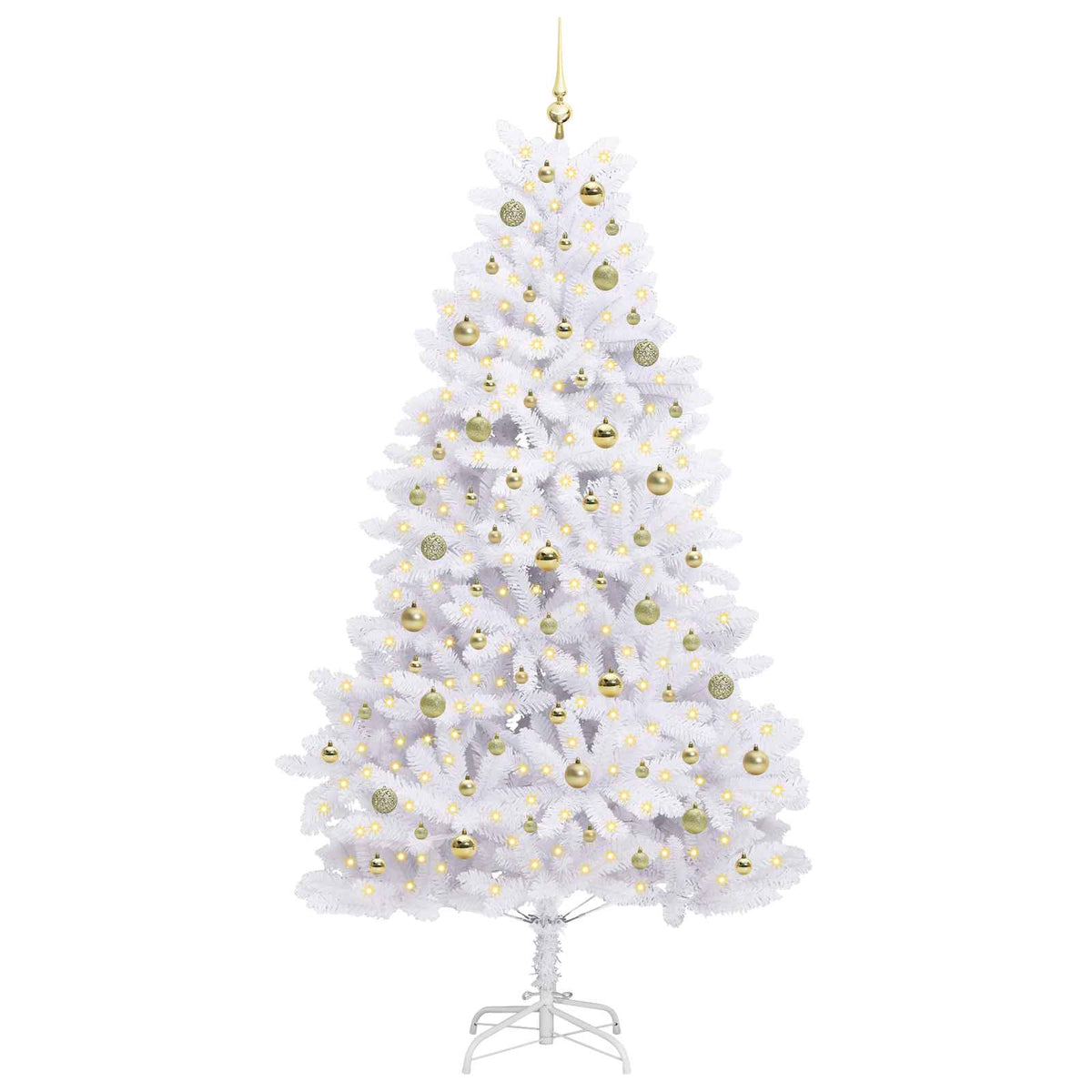 Artificial Hinged Christmas Tree White 210 cm PVC and Steel