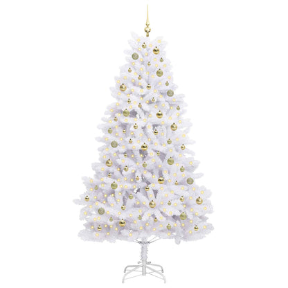 Artificial Hinged Christmas Tree White 210 cm PVC and Steel