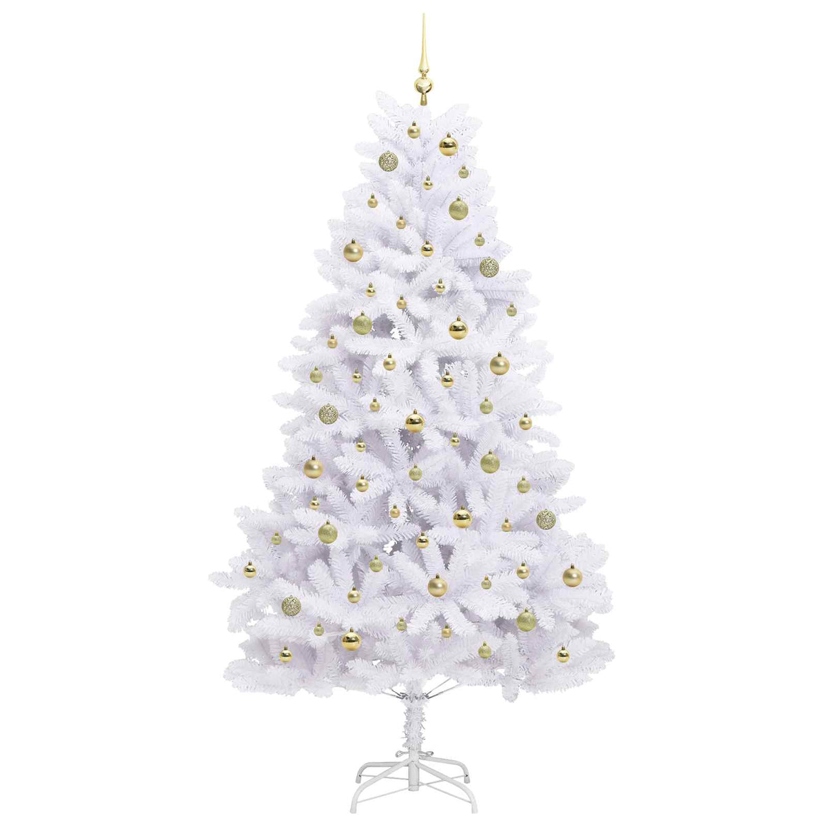 Artificial Hinged Christmas Tree White 210 cm PVC and Steel