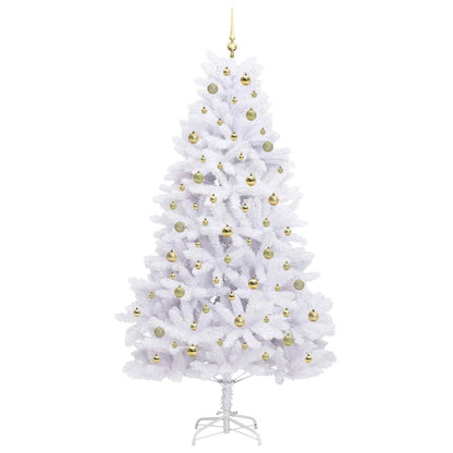 Artificial Hinged Christmas Tree White 210 cm PVC and Steel