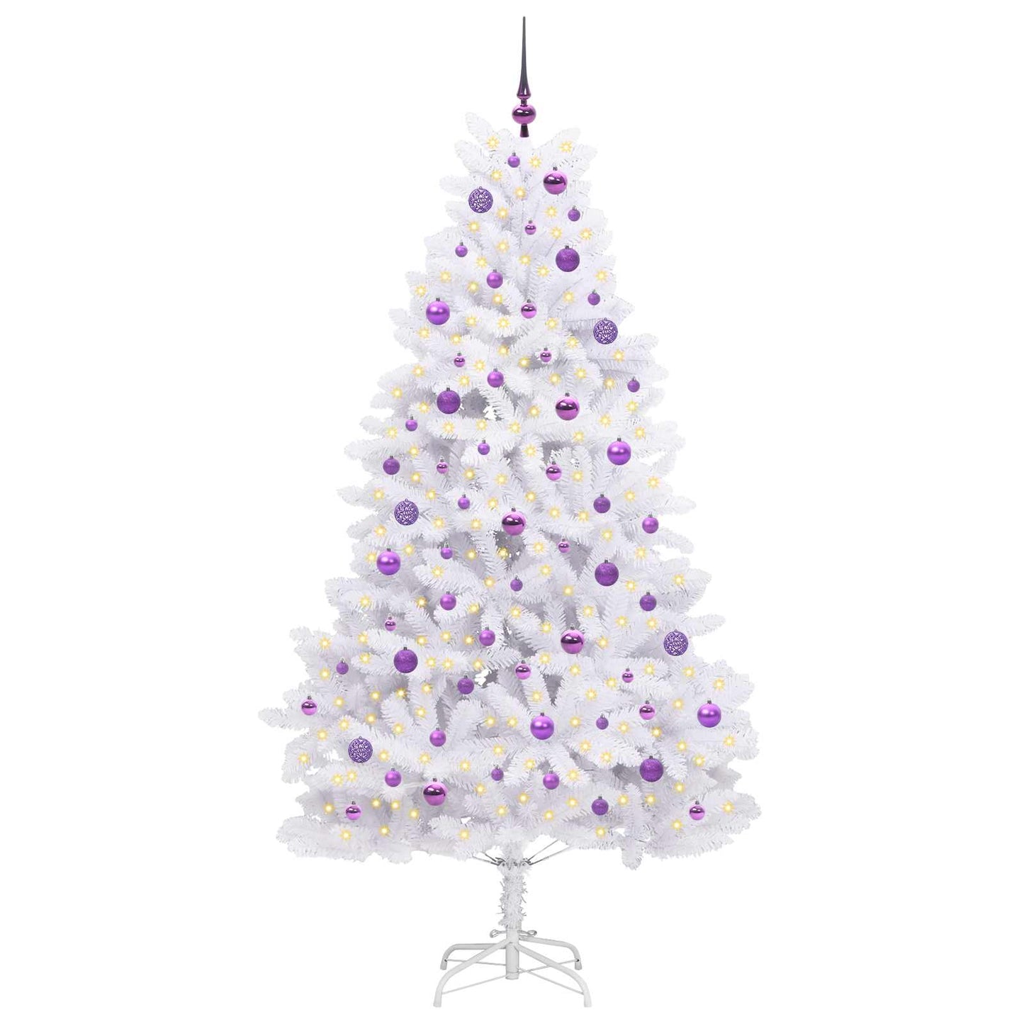 Artificial Hinged Christmas Tree White 210 cm PVC and Steel