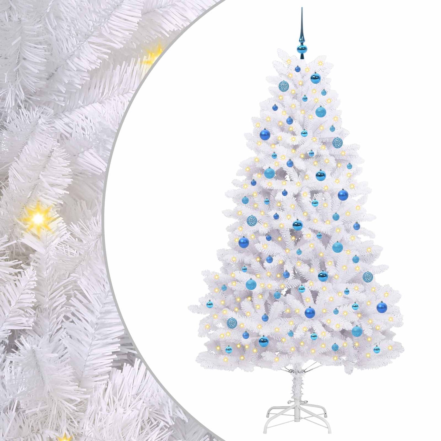 Artificial Hinged Christmas Tree White 210 cm PVC and Steel