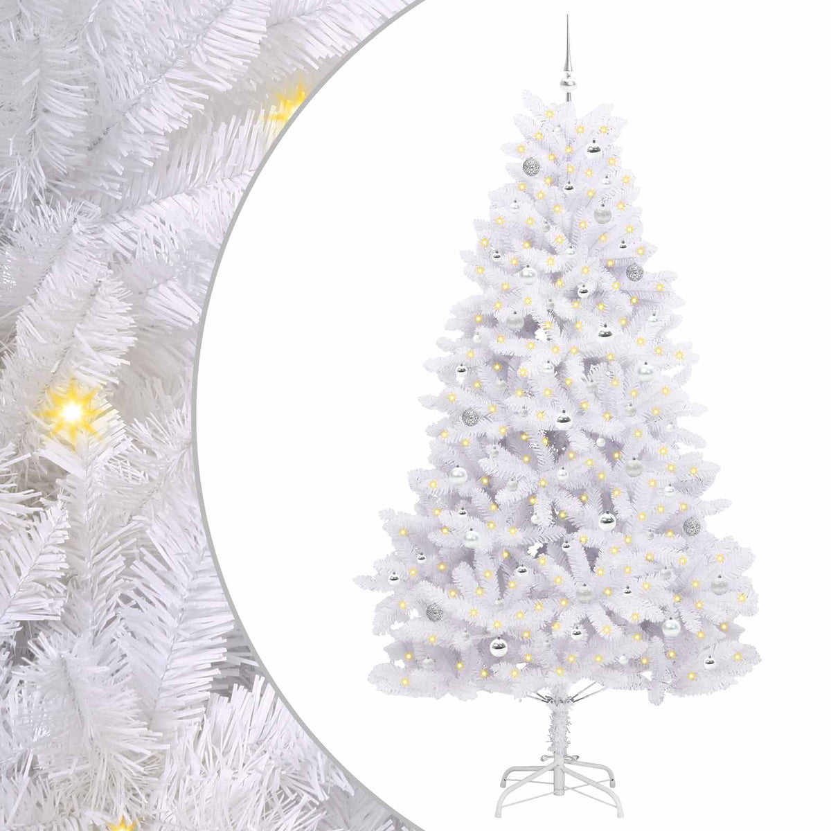 Artificial Hinged Christmas Tree White 240 cm PVC and Steel