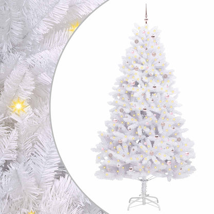 Artificial Hinged Christmas Tree White 270 cm PVC and Steel