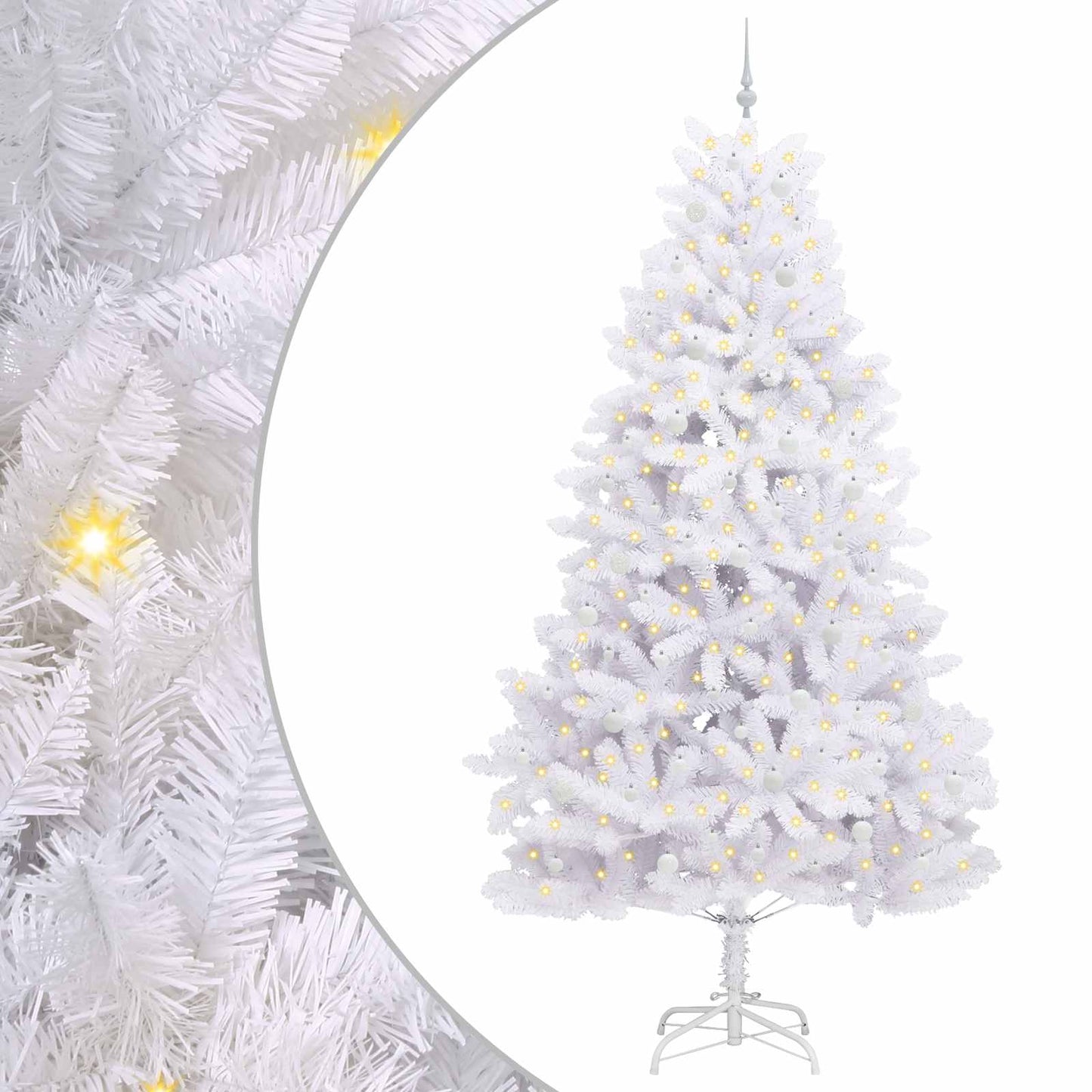 Artificial Hinged Christmas Tree White 270 cm PVC and Steel