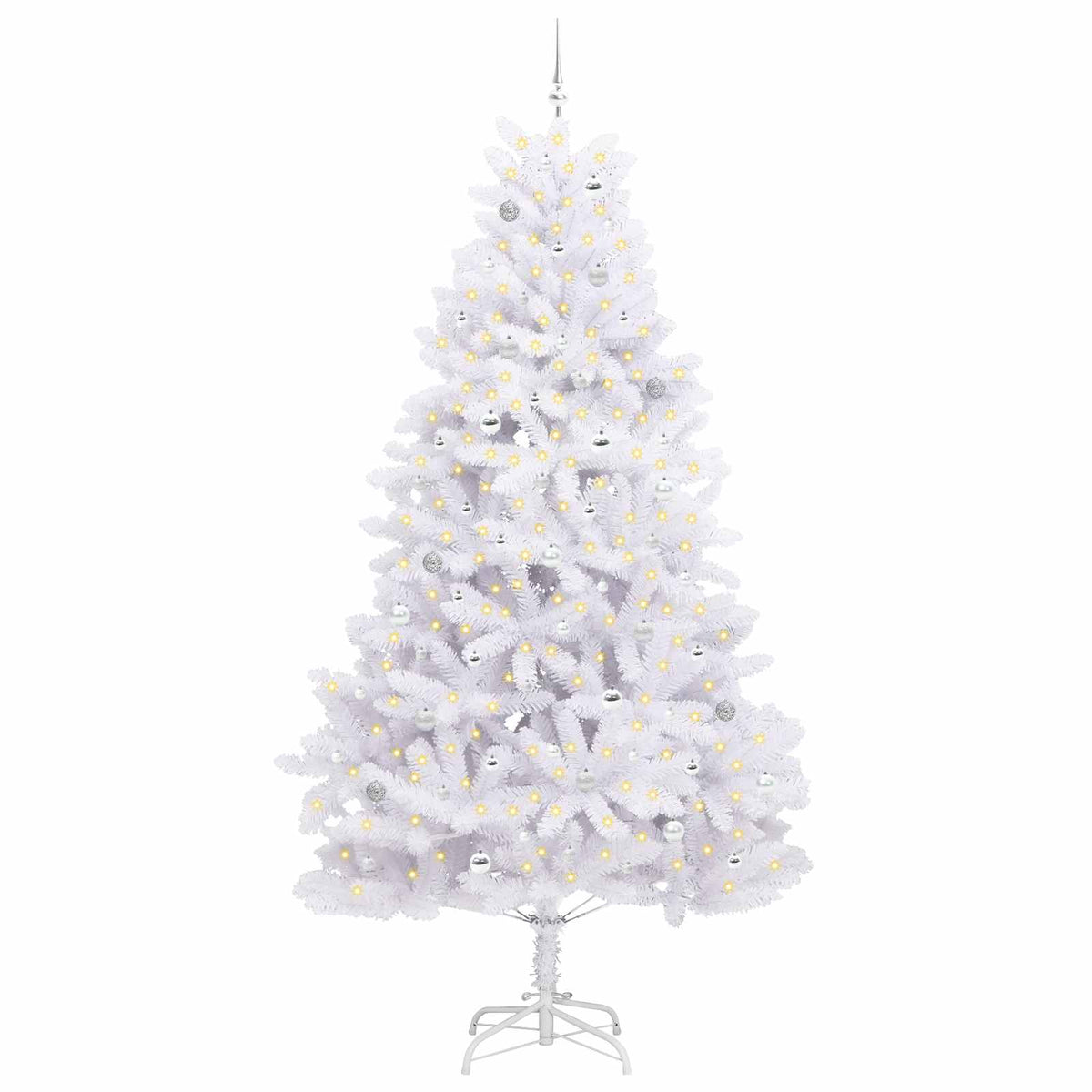 Artificial Hinged Christmas Tree White 270 cm PVC and Steel