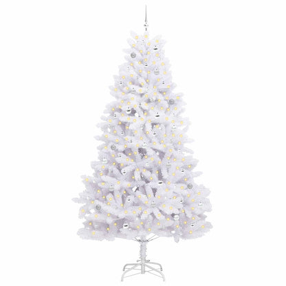 Artificial Hinged Christmas Tree White 270 cm PVC and Steel