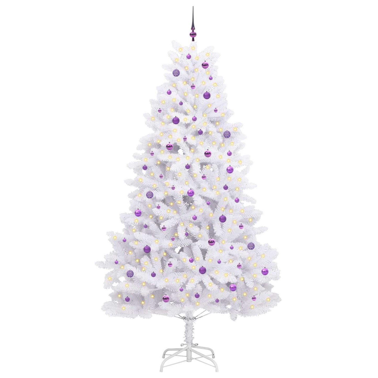 Artificial Hinged Christmas Tree White 270 cm PVC and Steel
