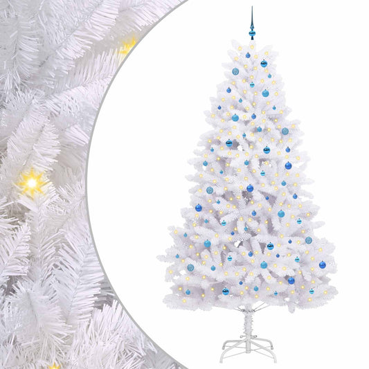 Artificial Hinged Christmas Tree White 270 cm PVC and Steel