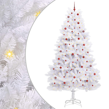 Artificial Hinged Christmas Tree White 300 cm PVC and Steel