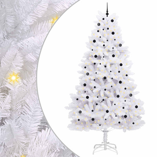 Artificial Hinged Christmas Tree White 300 cm PVC and Steel